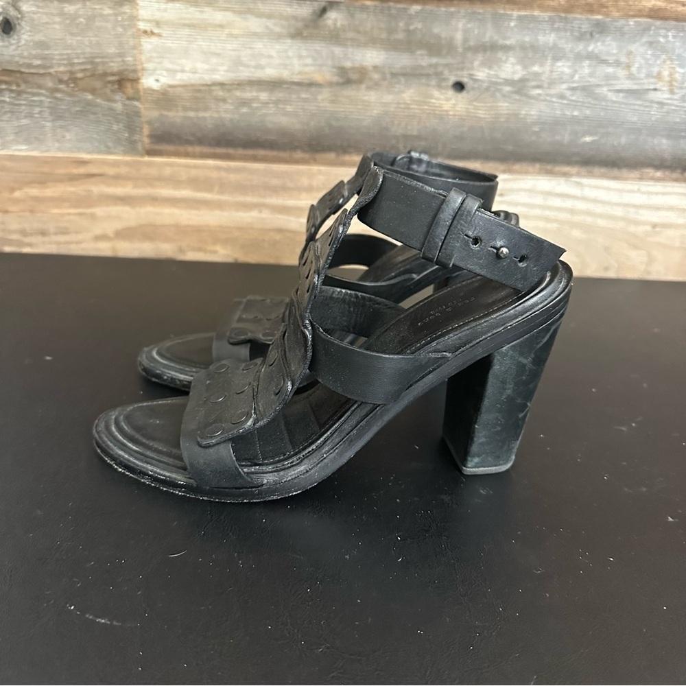 Rag & Bone Leather Gladiator Ankle Strap High Heel Sandals Black Deanne EU 38.5